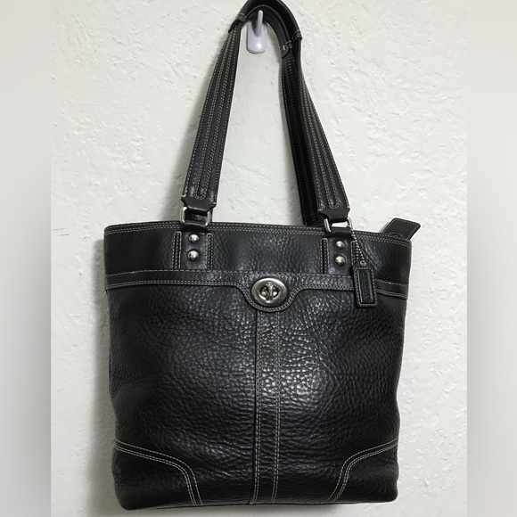 Coach Handbags - Coach -F13959 Black Thick Pebble Leather Handbag